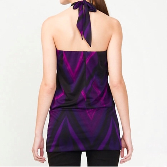 Geo Print Knit Halter Purple & Black Tunic NWT - Picture 2 of 2